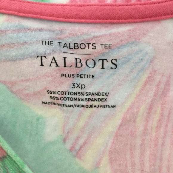 Talbots Tee Pink Green Floral T-Shirt Short Sleeve Petite Knit Womens Size 3XP - Picture 3 of 9